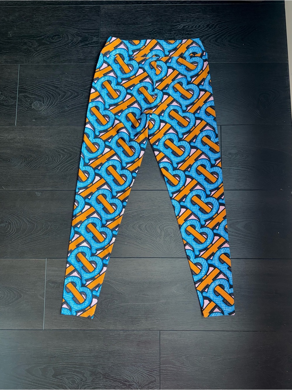 Burberry Blue & Orange Logo-Pattern Leggings - Picture 5 of 6